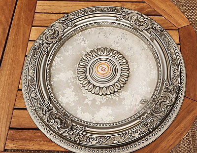 #ad AFD Petite Round SILVER Ceiling Medallion GRAY $55.00