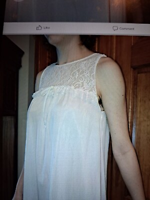 #ad Long White Nightgown Sexy Lace Yoke Small Dainty Feminine Vtg $14.99