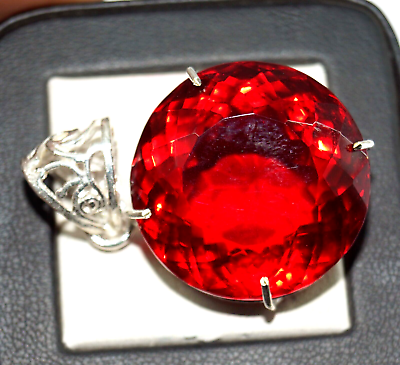 #ad Certified Natural 107.50 Ct Brazilian Red Round Topaz Pendant Loose Gemstone $28.85