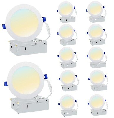 #ad 6 12 24 Pack 6quot; Inch Ultra Thin LED Recessed Ceiling Lights with Junction Box $75.99