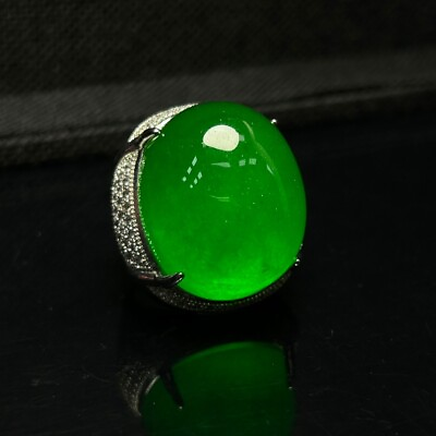 #ad Certified Natural A perfect high Ice Green Burmese Jade Jadeite Rings 戒指 $49.98