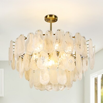#ad 24#x27;#x27; Gold Modern Crystal Chandelier 9 Light Round 3 Tiers Cloud shape $232.89