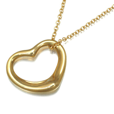 #ad Auth Tiffanyamp;Co. Necklace Open Heart 18K 750 Yellow Gold $379.06