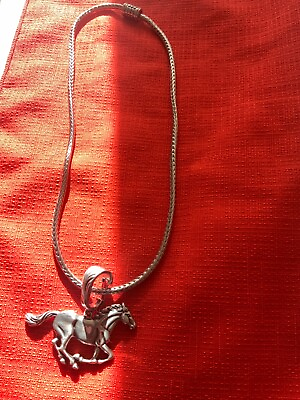 #ad Silver color chain with thoroughbred horse pendant $95.00