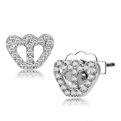 #ad Fashion Rhodium Plated Round Pave Crystal Stud Bridal Wedding Earrings Gifts $48.60