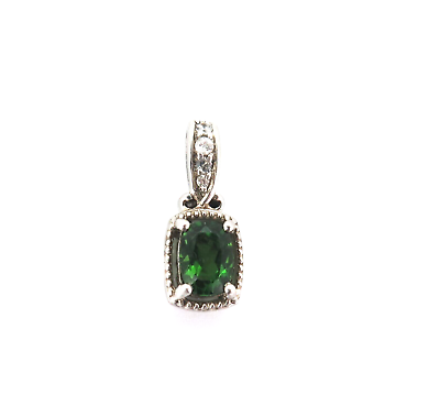 #ad Petite Sterling Silver Rhinestone amp; Faceted Green Glass Pendant 1.4g AU $48.00