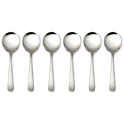 #ad 24 Pack Table Spoons Round Stainless Steel Bouillon Soup Rice Dinner Silverware $11.94