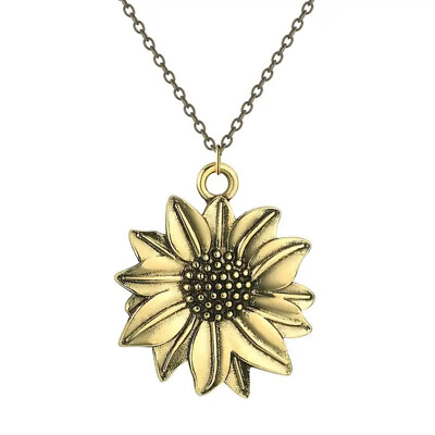 #ad Sunflower Pendant Necklace Gold Alloy $13.94