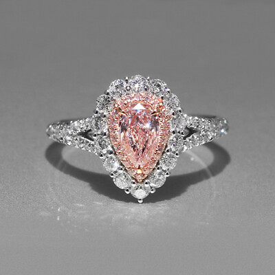 #ad 925 Sterling Silver Ring pink simulation diamond women wedding engagement Ring $4.51