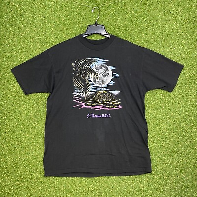 #ad Vintage Beach Full Moon Single Stitch T Shirt Mens Size XL St. Thomas USA Travel $9.99