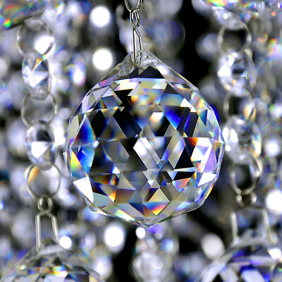 5pc 30MM Fengshui Crystal Faceted Cut Prism Ball Suncatcher Chandelier Pendant $11.60