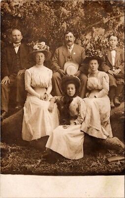 #ad RPPC Postcard Extended Family Poses for Studio Portrait c.1904 1920s 1356 $16.95