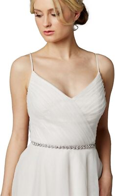 #ad Mariell Crystal Bridal Sash Rhinestone Wedding Belt for Gowns Ivory Ribbon $64.27