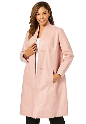 #ad Jessica London Women#x27;s Plus Size Leather Swing Coat $182.59