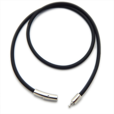 #ad 2mm Black Rubber Rope Cord Chain Necklace Stainless Steel Clasp 16 24inch $5.95