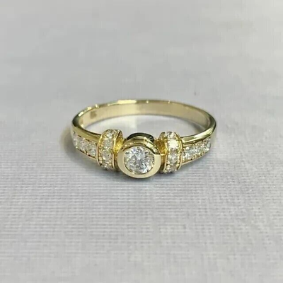 #ad 1.5Ct Lab Created Round Diamond Women#x27;s Wedding Band Ring 14K Yellow Gold Plated $86.61