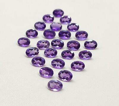 #ad 100% Natural Amethyst Faceted Oval Gemstone Cut Wholesale Loose Gemstone 7X5 MM $4.99
