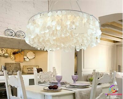 #ad Mediterranean 60cm Shell Round Living Dining Modern Pendant Chandelier Lamp $321.99