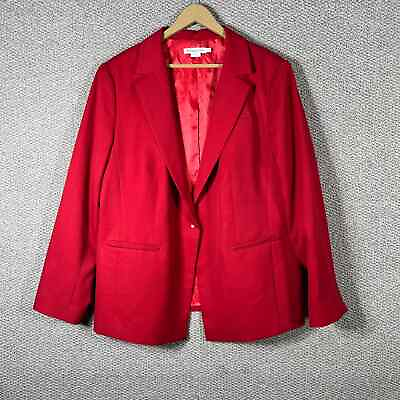#ad Pendleton Wool Blazer Jacket Womens Size 20W Red Long Sleeves Notch Lapel Pocket $98.88