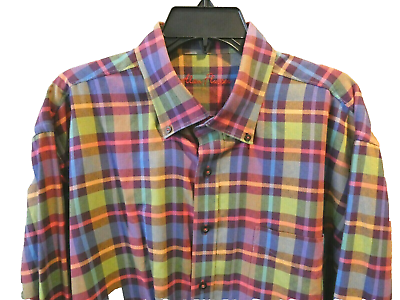 #ad Mens Alan Flusser Super Colorful Plaid Long Sleeve Shirt SZ XL Mint Fast Shipped $18.99