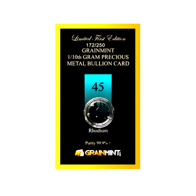 #ad 1 10 GRAM 99.9% PURE RHODIUM CRYSTAL METAL IN COA CARD $158.88