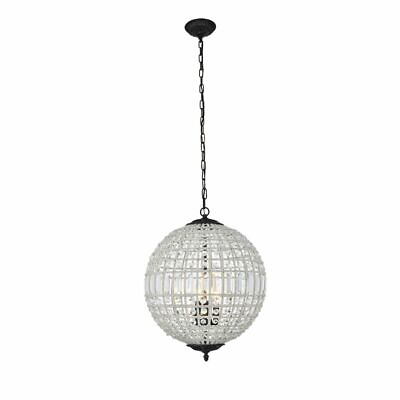 #ad Crystal Chandelier Dark Bronze Pendant Globe Dining Room Lighting Light Fixtures $898.02