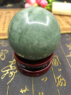 #ad 100% Natural Green Lushan Jade Aventurine CRYSTAL BALL SPHERE 50MM 55MM STAND $13.29