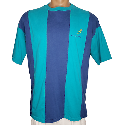 #ad Vintage Gecko S S Tee Shirt Men#x27;s XL Green Blue Stripe Cozumel Single Stitch $21.99
