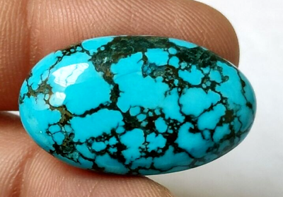 #ad 27.45 Ct. Large Natural Spiderweb Blue Turquoise Oval Cut AAA Loose Gemstone $30.59
