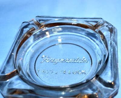 #ad Vintage Fitzgerald#x27;s Casino Ashtray Clear Square Glass Las Vegas Nevada $6.50