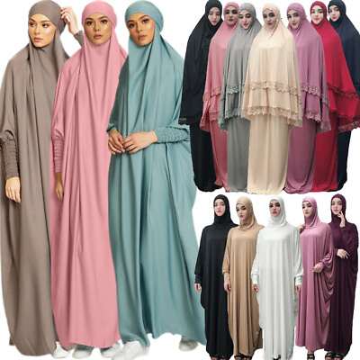 #ad Overhead Muslim Women Caftan Dress Islamic Abaya Khimar Hijab Ramadan Burqa Eid $37.59