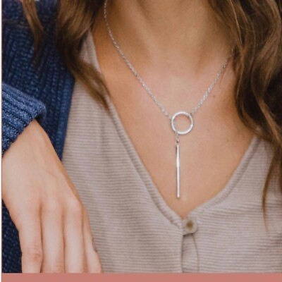 #ad NWT Nashelle Heather Drop Lariat Silver Plated Adjustable Necklace Retail $55 $14.99