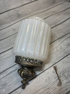 #ad #ad VINTAGE White GLASS PENDANT Regency CEILING LAMP LIGHT SHADE 3quot; FITTER $45.00