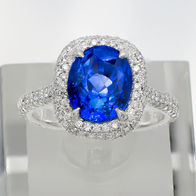 #ad AGL Natural Fine Diamond Blue Sapphire Platinum Engagement Ring 5.57CT $8784.00