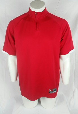 #ad NIKE TEAM Mens Shirt Fit Dri Red 1 4 Zip Up Size Small $28.42
