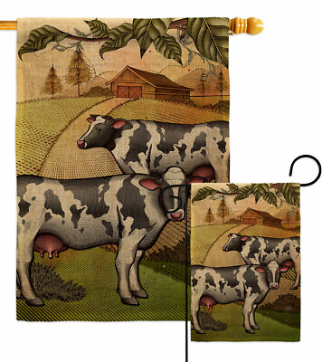 #ad Cattles Burlap Garden Flag Animals Barnyard Animal Small Gift Yard House Banner $85.95