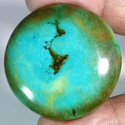 #ad Magnificent 100% Natural Tibet Turquoise Round Cabochon Loose Gemstone MB2045 $14.99