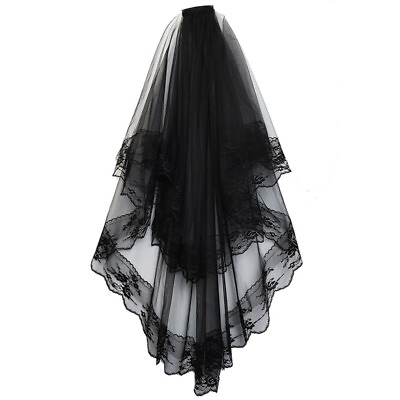 #ad Black Veil Bride Bride Veil Black Veil Wedding Veil Costume Wedding Bridal Veil $13.99