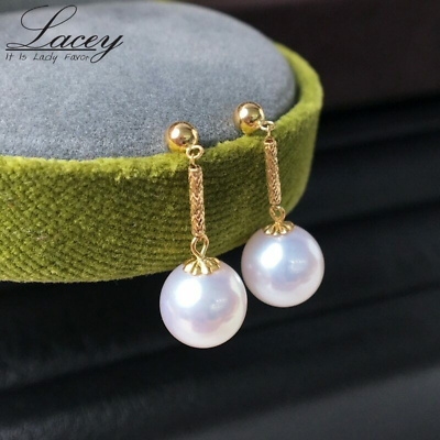 #ad Round White Pearl Earrings for Women 18k Gold Pearl Earrings Wedding Bride Gift $107.74