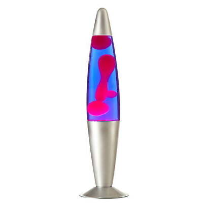 #ad 16quot; Pink Purple Lava Motion Volcano Lamp Pink Wax in Purple LiquidSilver Metal $14.86