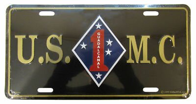 #ad Marines U.S.M.C. 1st Division Black Gold 6quot;x12quot; Aluminum License Plate USA MADE $44.44