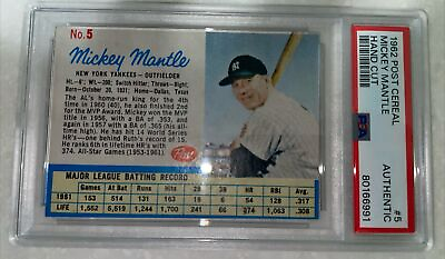 #ad 1962 Post Cereal Mickey Mantle Hand Cut Baseball Card #5 Yankees GEM MINT LOOK $1099.00