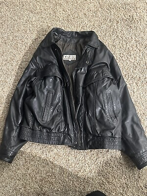 #ad mens leather jacket medium used 80’s Style $25.00