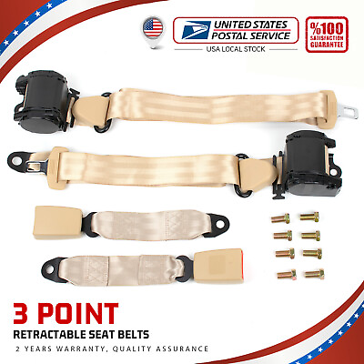 #ad 2 Universal 3 Point Retractable Safety Seat Belt For Mitsubishi 3000GT 1998 1999 $42.49