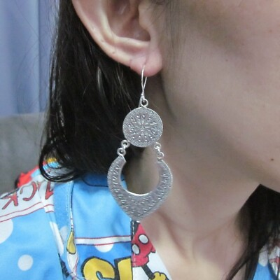 #ad FINE SILVER EARRINGS 925 STERLING TRADITIONAL LONG STYLE VINTAGE VARIETY THEME $26.00