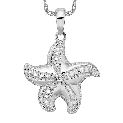 #ad 925 Sterling Silver Starfish Necklace Charm Pendant $92.00