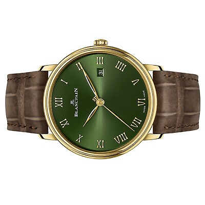 #ad Blancpain Villeret Extraplate Green Wristwatch 6651 1453 55A Gold $16160.00