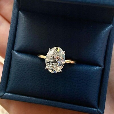 #ad 3Ct Oval Cut Certified VVS1 Moissanite Engagement Ring 14K Tone Tone Gold Plated $121.54