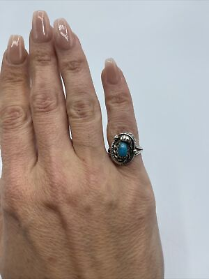 #ad Stunning Sterling Silver Turquoise?? Southwestern Design Style Ring $32.99