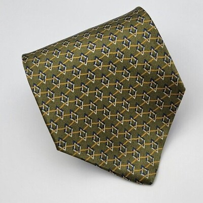 #ad John Henry Silk Tie Green Blue Gold Geometric Men Necktie USA 56 x 3.7 8 $14.99